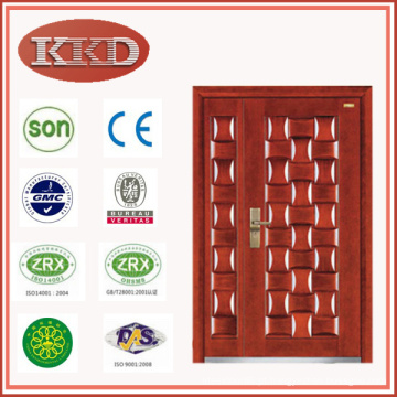Decorativa madeira aço blindado porta JKD-G322B para segurança residencial